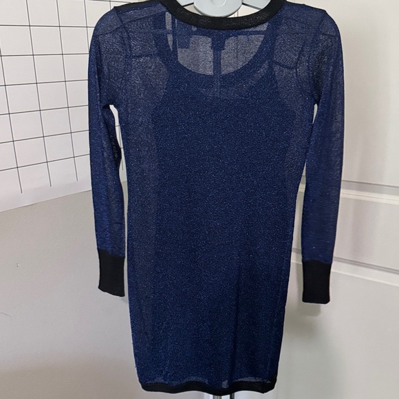 French Connection Long Sleeve Dress in Blue and Gold - Picture 5 of 6